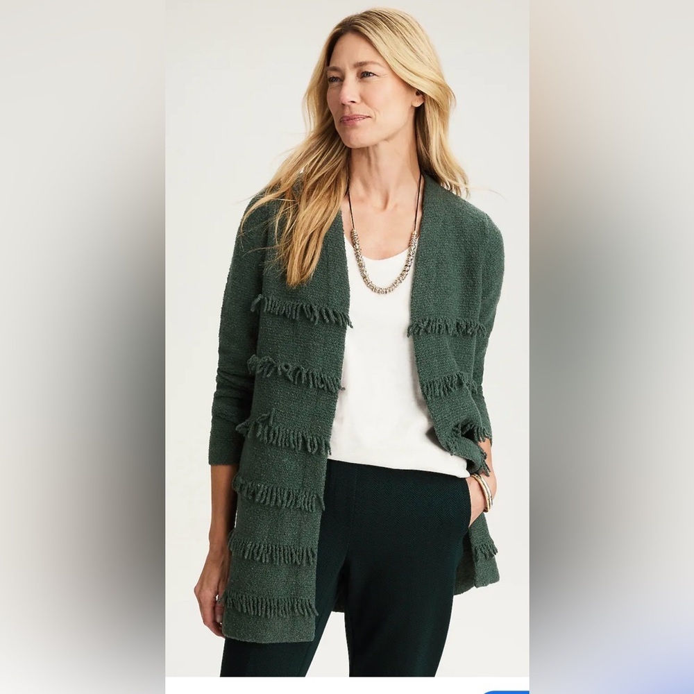 NWOT J.Jill Fringe Open Cardigan